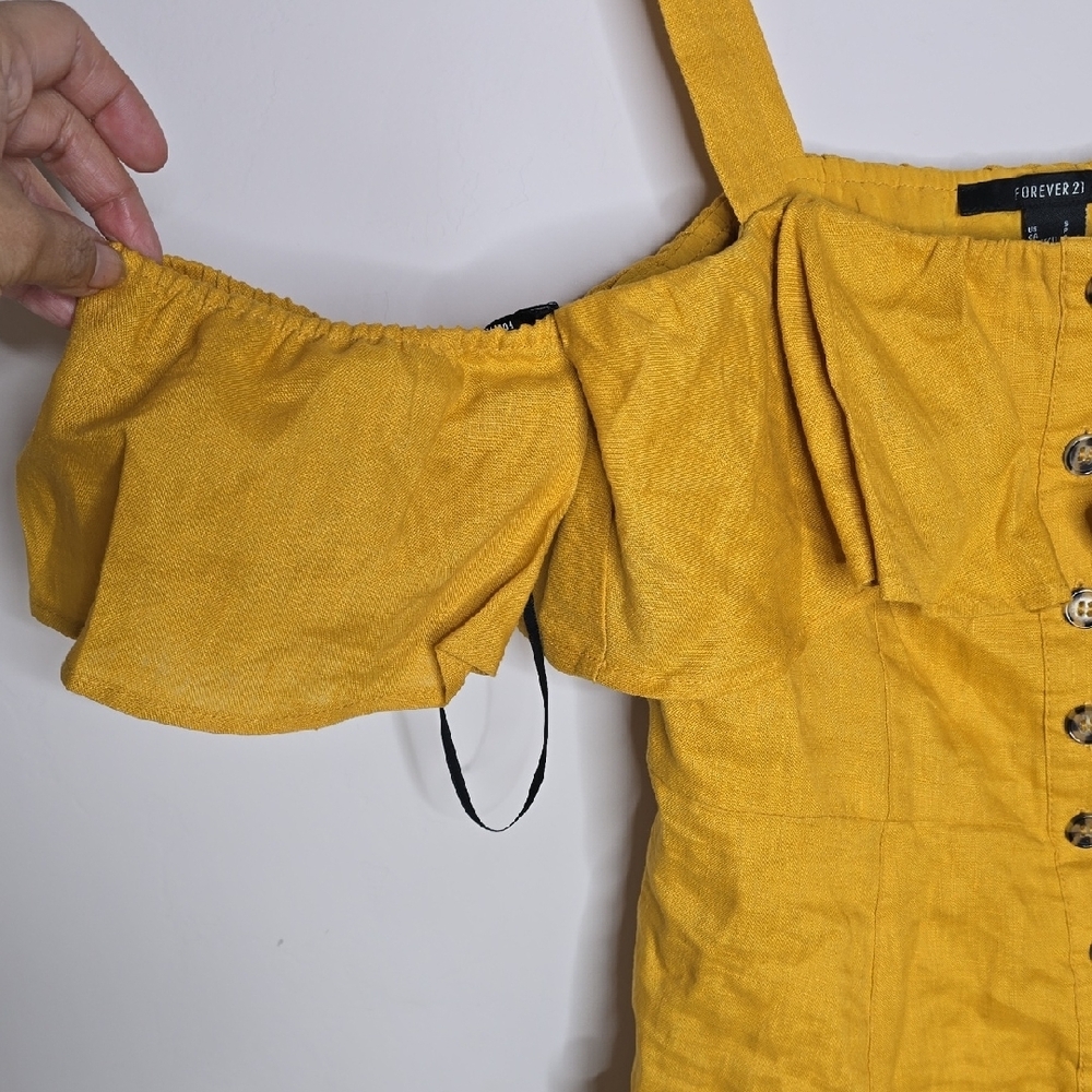 Forever 21 Yellow Ruffle Button-Front Mini Dress - Picture 4 of 8